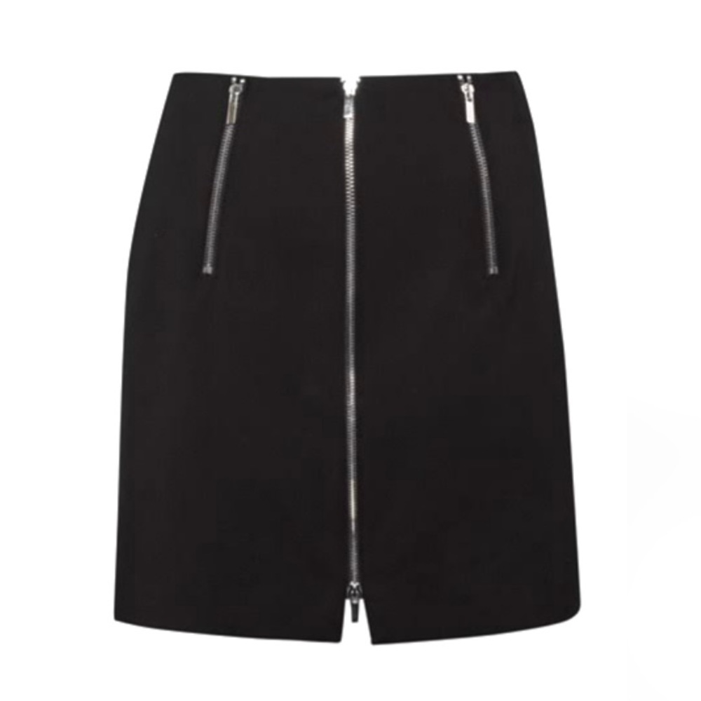 French Connection Full Zipper Front Mini Pencil Skirt in Black Size 0 - Picture 3 of 13